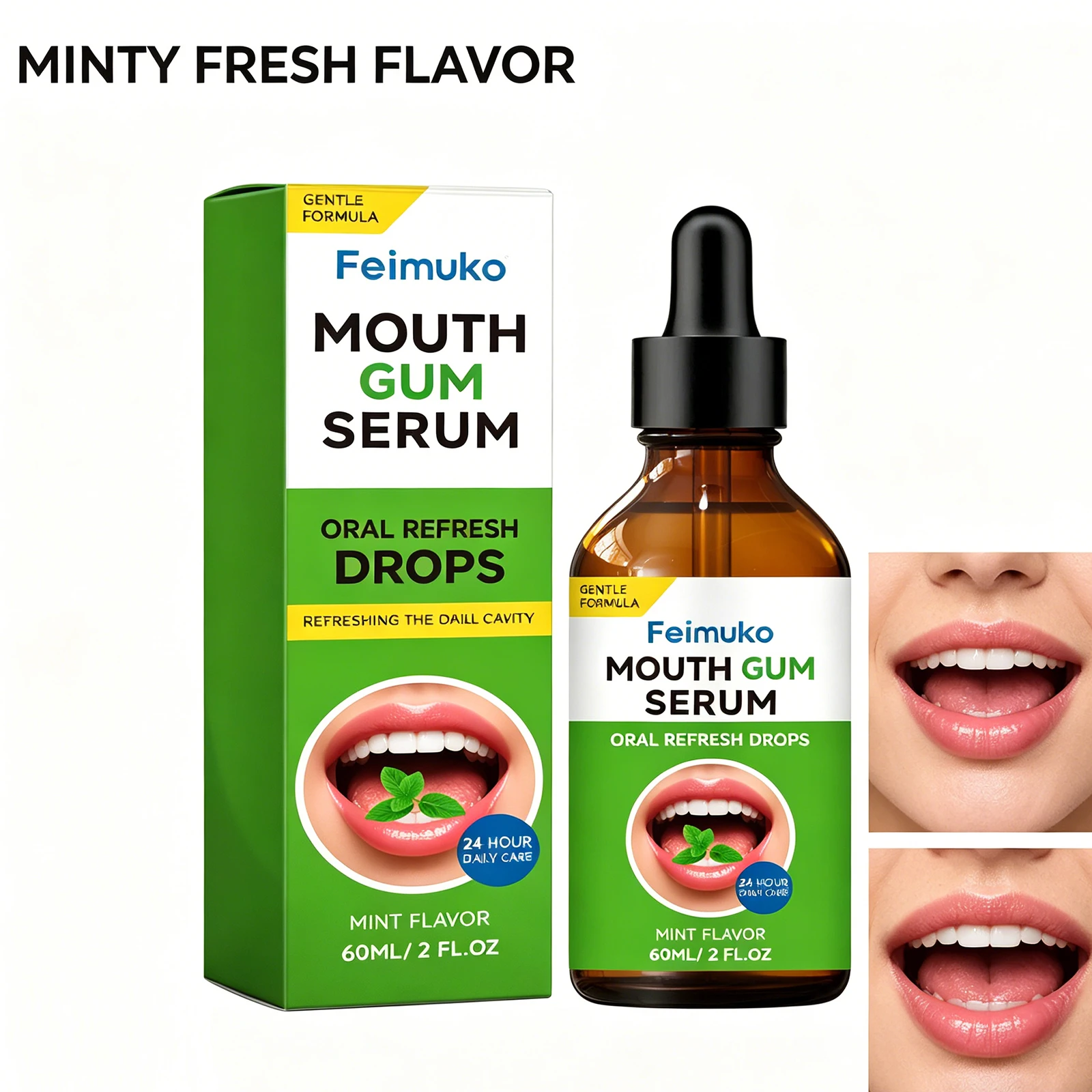 Oral Refresh Drops Cool Long-Lasting Refreshing Breath Stain Removal Oral Care Reduce Bad Breath Whitening Brighten Smile 60ml