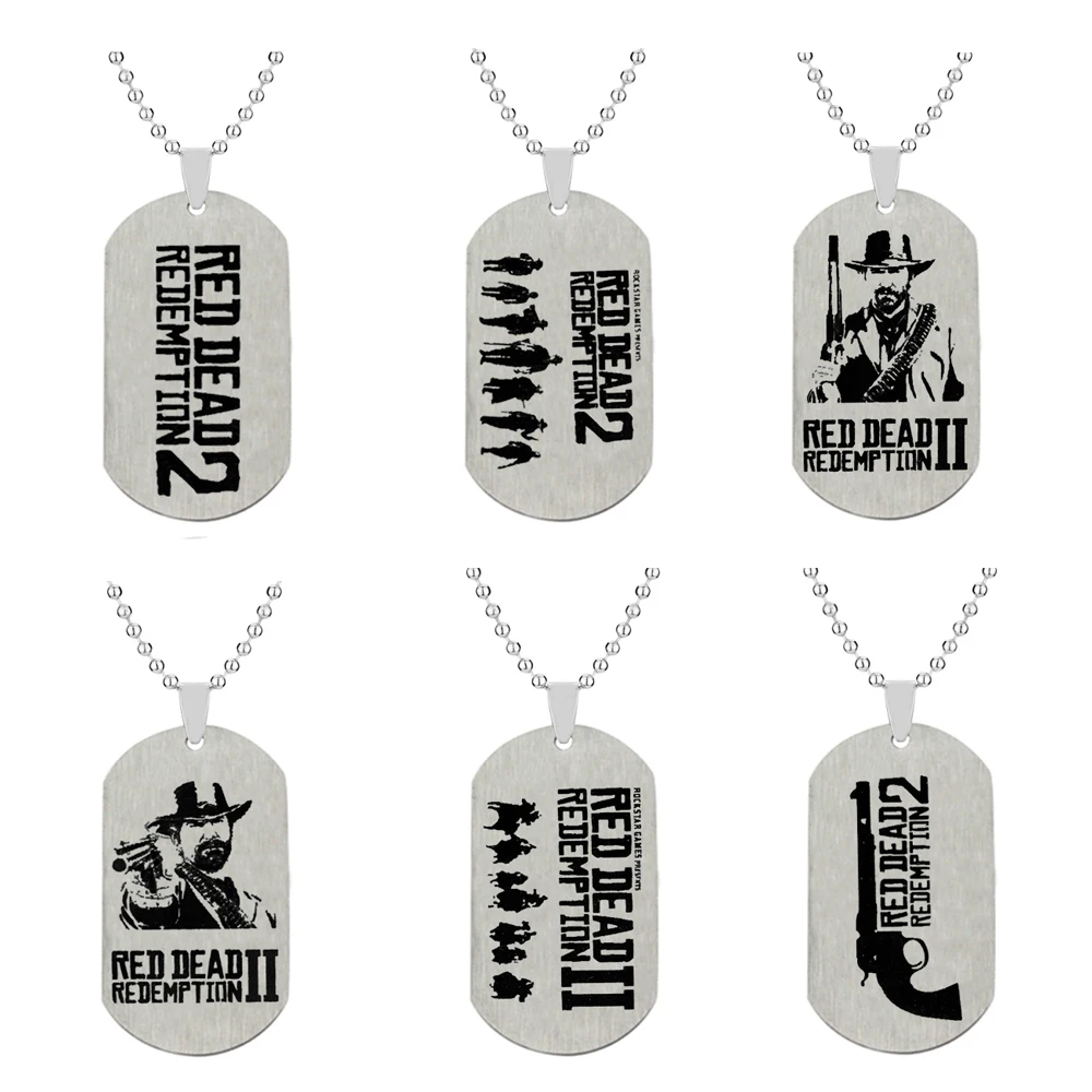 Hot Game Red Dead Redemption 2 Necklace Laser Print Stainless Steel Pendant Nice Gift for Friend Gamer