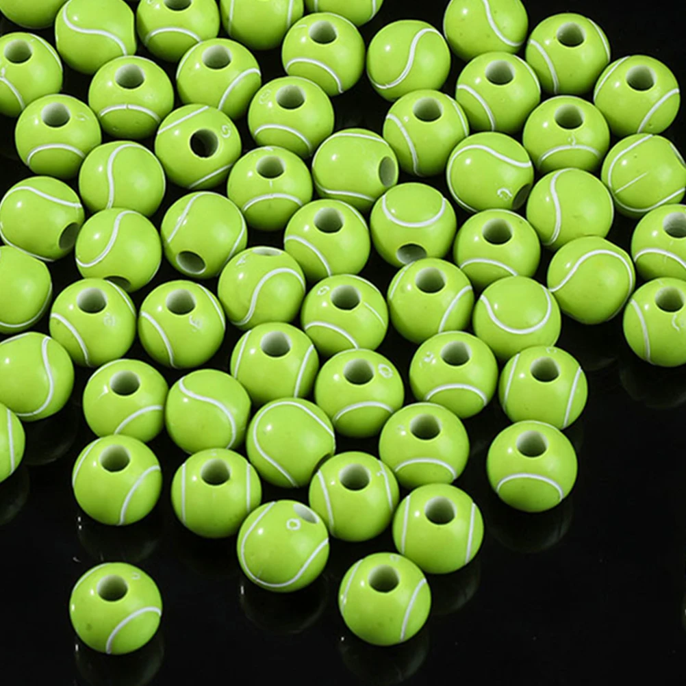 

300pcs Tennis Acrylic Spacer for Bracelets Necklace Crafts Keychain Making Sports Ball Beads Small Jewelry Beads H made