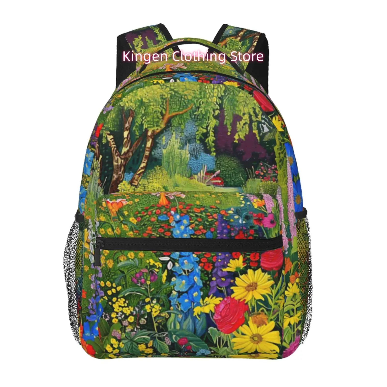 

Impressionist Garden Floral Print Backpack, Adjustable Shoulder Straps, High Quality Oxford Cloth, for Women Hiking and Travel