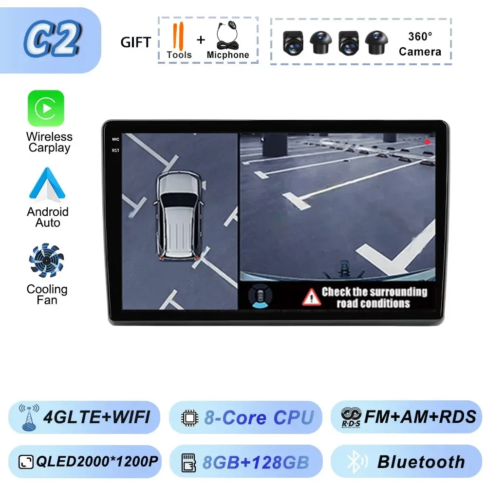 Video Speler Carplay Autoradio voor Fiat Ducato 2007 2008 2009 2010 2011 2012-2015 Android 15 Stereo multimedia BT Auto Android