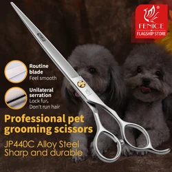 Fenice Professional Pet Grooming Tesoura, Aparadores de pêlos para cães, lâmina serrilhada, Dog Cutting Shears, 7.0 