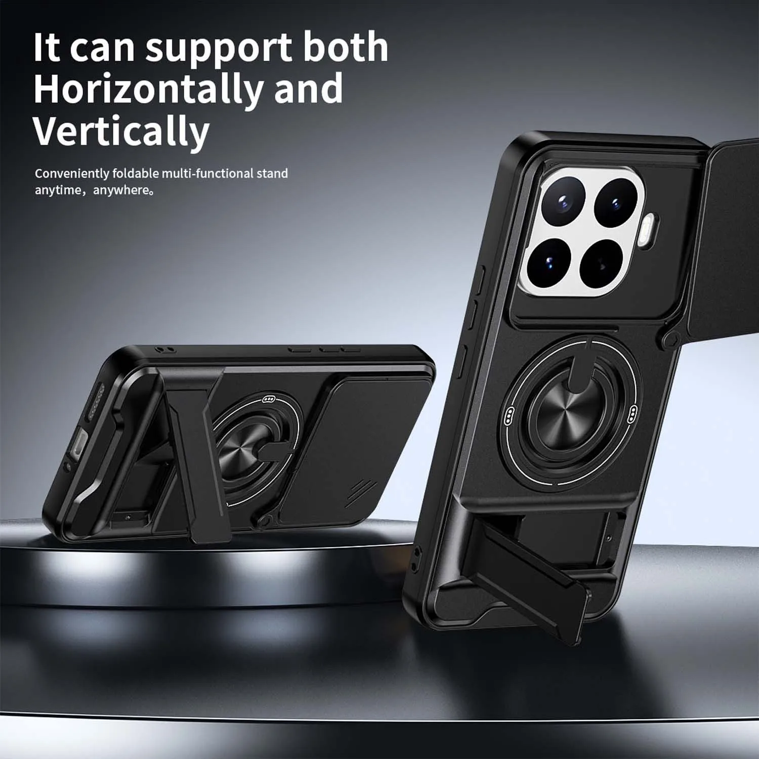 Anti-Drop Hard Lens Slide Camera Phone Case for Xiaomi 15T 17T Pro 15T 17T 14T 5G Magnetic Car Ring Holder Stand Hard Cover