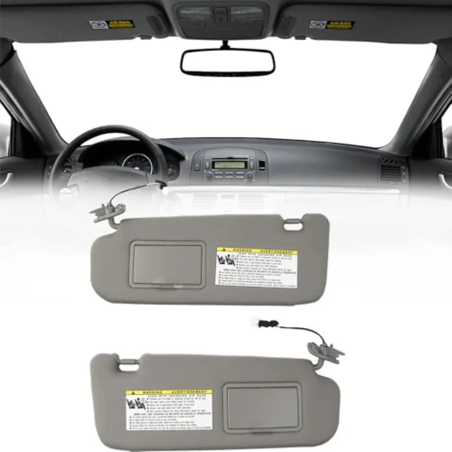 

Gray Pair Sun Visor Compatible with Hyundai Sonata 2006 2007 2008 Replaces# 852013K010QD 85202-0A750-QSQQH
