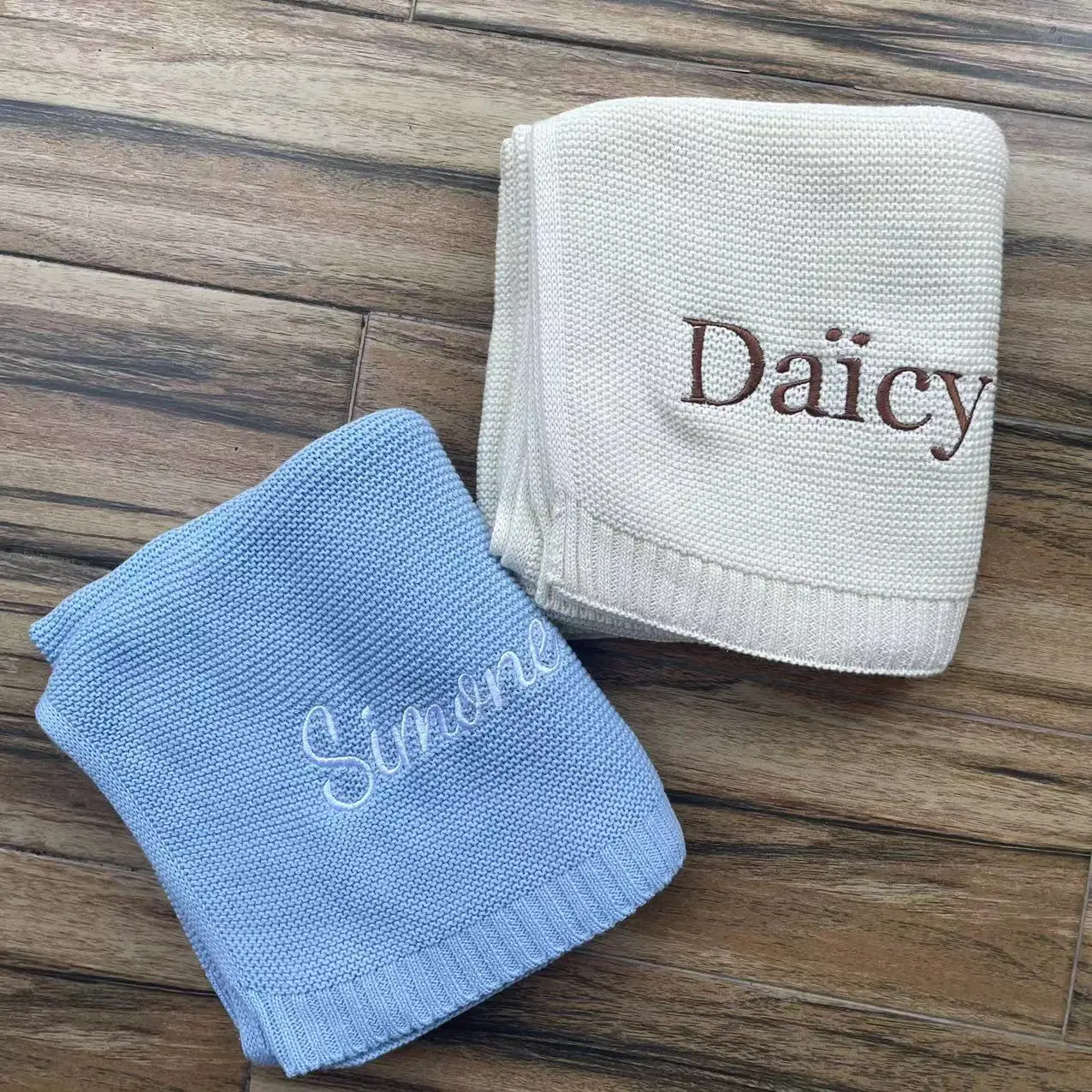 

Baby Blanket,Personalized Embroidered Name,Stroller Blanket,Newborn Baby Gift ,Soft Breathable Cotton Knit, Baby Shower Gift