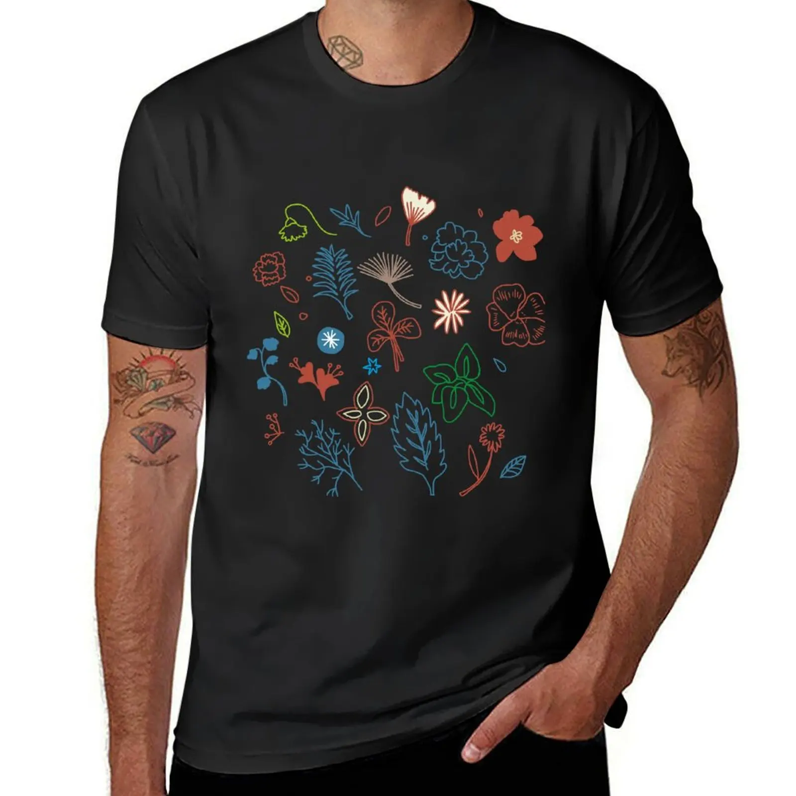 Botanical Symphony A Collection of Flowers and Leaves T-Shirt vintage clothes plus size tops summer top Men's t-shirt