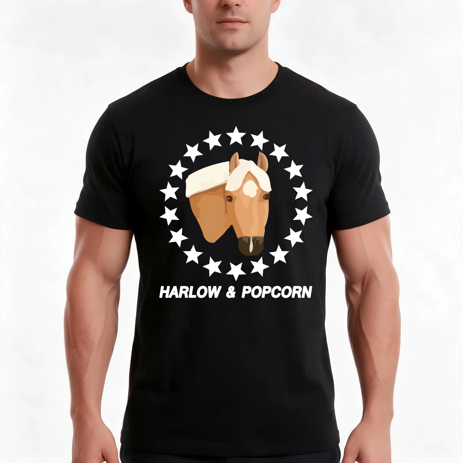 Harlow And Popcorn Merch Popcorn The Pony T-Shirt Summer Casual Cotton Tee Oversized Streetwear Tops Vintage Graphic Print