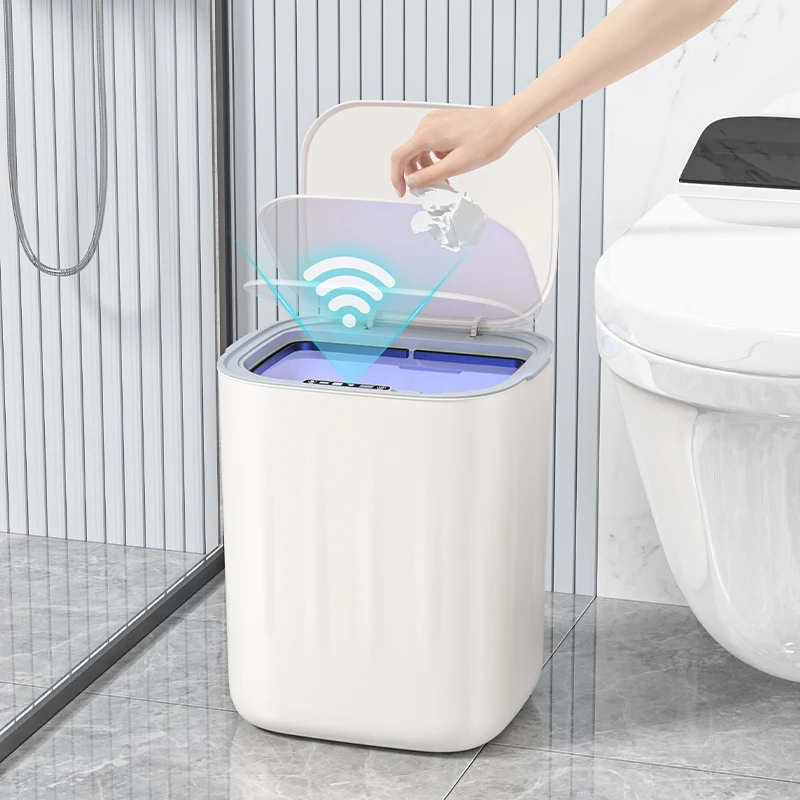 

ONEKA Бесконтактный автоматический датчик движения, мусорный бак для ванной комнаты с крышкой, мусорный бак, умный мусорный бак, пластиковая мусорная корзина для кухни