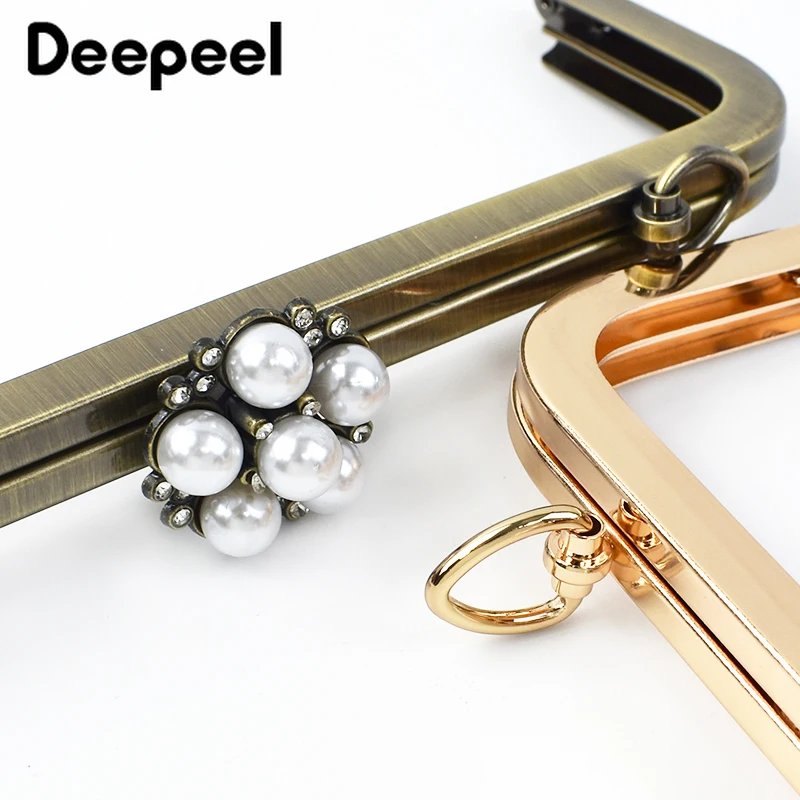 1/2/5Pcs Deepeel 20cm Metal Bag Handle Purse Frame Handbag Kiss Clasp Crochet Woven Bags Sewing Brackets Handles DIY Accessories