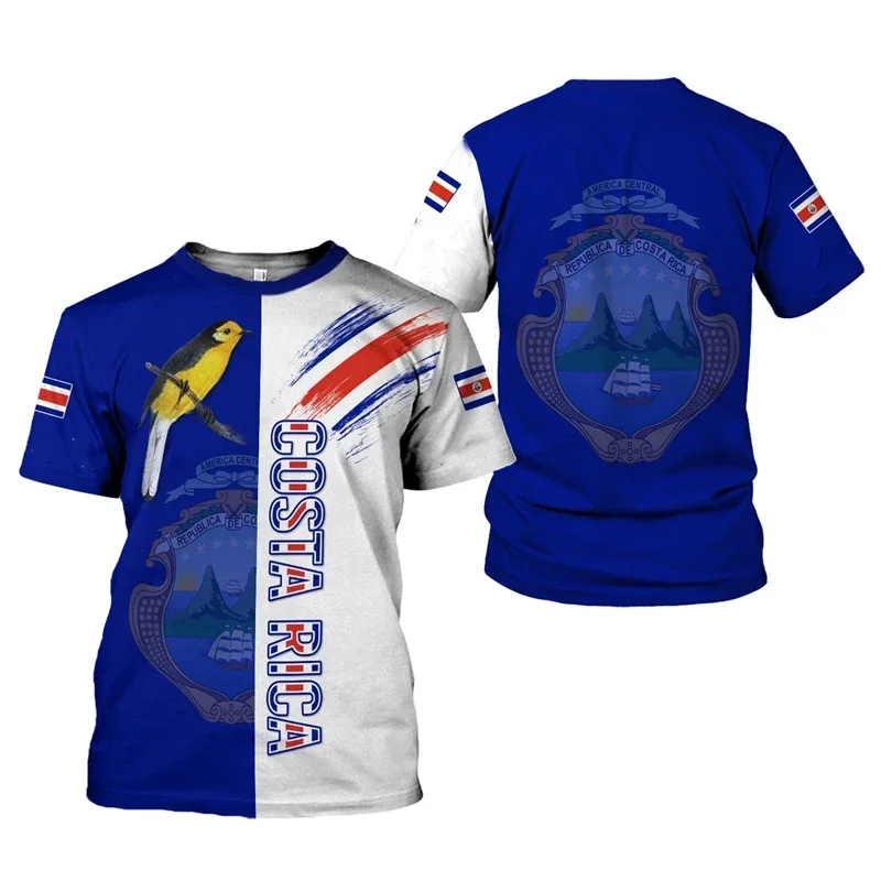 2024 New Costa Rica Flag Graphic 3D Print T-shirt Costa Rica National Emblem Men's Tops  National Day Gifts Personalized Tee