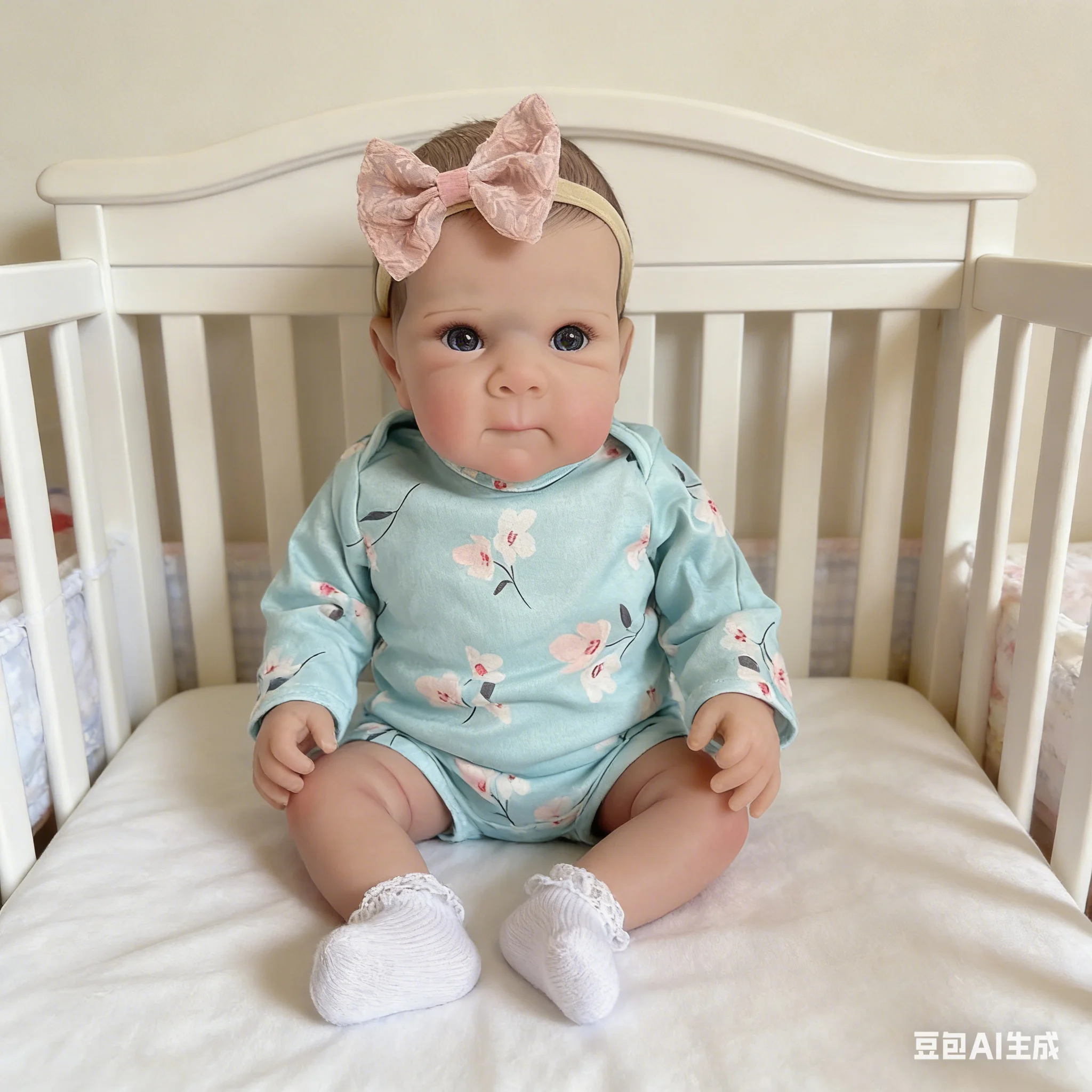 43CM 17인치 리본 베이비돌 베티 신생아 사이즈 실물 같은 아기 인형, 세밀한 페인팅과 정맥, 부드러운 몸체의 리본 베이비돌, 보네카스