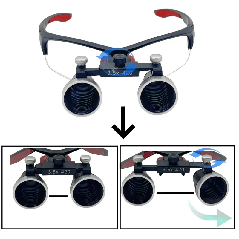 2.5X /3.5X Dental Medical Binocular Loupes Surgical Magnifier with Headlight LED Light  5W 320-420mm Optical Lens