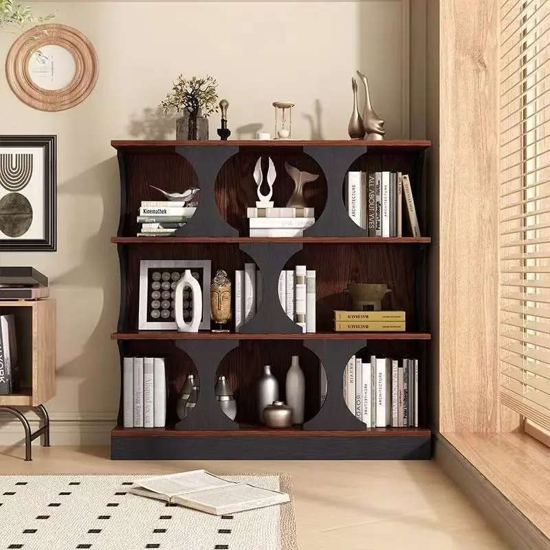 Retro Simple Storage French Bookcase in The Living Room Living Room Display Locker High-end Bookshelf Integrated Multi-layer