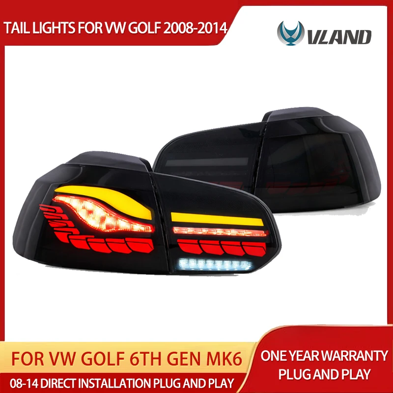 08-14 Golf 6th Gen Mk6 Hatchback Vland II OLED Tail Lights With Dynamic Welcome Lighting (GTS Style)