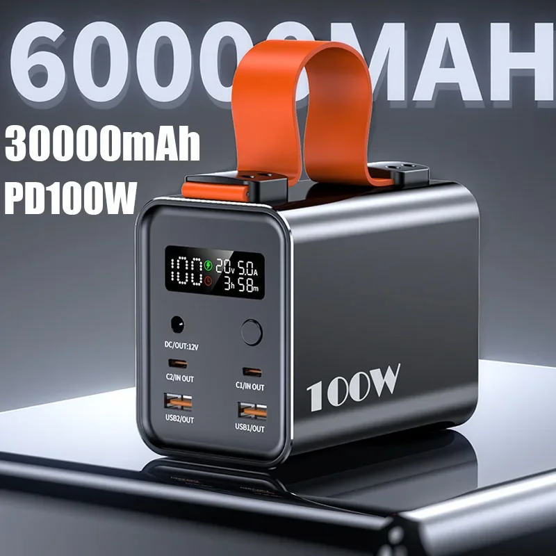 Powerful 100W Portable Power Bank with USB Type C and 60000mAh Large Capacity for  Power Supply Station Portable bank Emergency