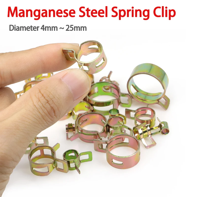 10/20pcs Galvanized Spring Hose Clamp Dia 5mm-25mm for Silicon Hose Clamp Autos Autos Spring Clip Water Hose Pipe Tube Clip
