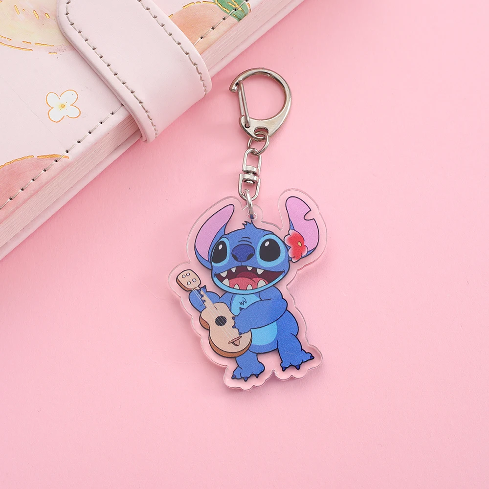 Disney Accessories Anime Lilo and Stitch Keychain Cartoon Figure Stitch Key Ring  Mobile Phone Bag Pendant Jewelry Kids Gift