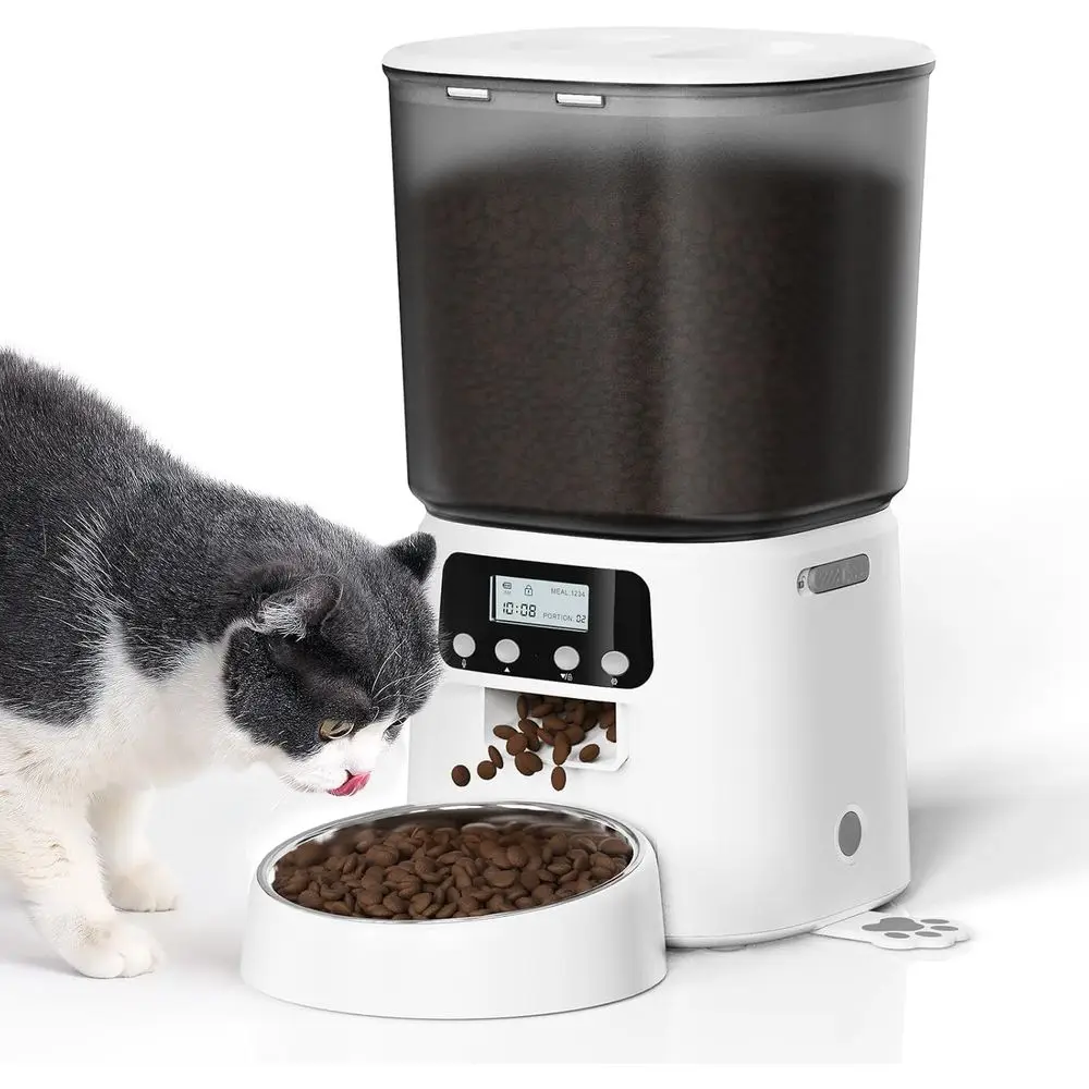 

Автоматическая кормушка для кошек, 4 л/16 порций, с миской из нержавеющей стали, 30 порций, 6 приемов пищи в день, программируемая автоматическая кормушка для кошек