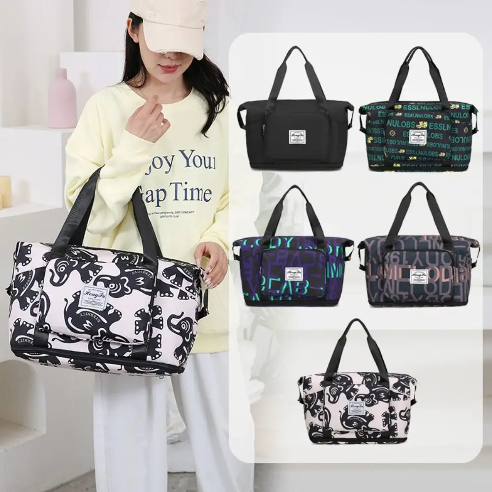 

High Quality Oxford Cloth Foldable Travel Bag Rectangle Shape Solid Color Luggage Bags Large Capacity Tote Bag Travel
