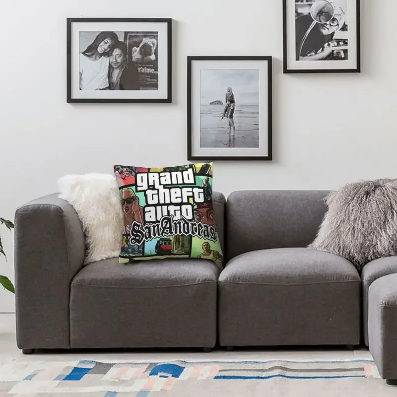 Grand Theft Auto San Andreas Pillow Cover Home Decor GTA Video Game Cushions Throw Pillow for Car Double-sided Printing