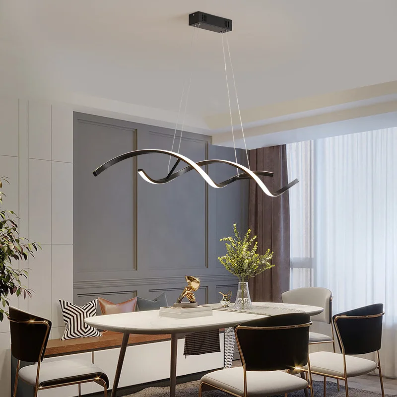 Linear Strip Lamp Modern Nordic S-shaped Chandelier LED Wave Pendant Light Dining Room Office Bedroom Living Room Chandeliers