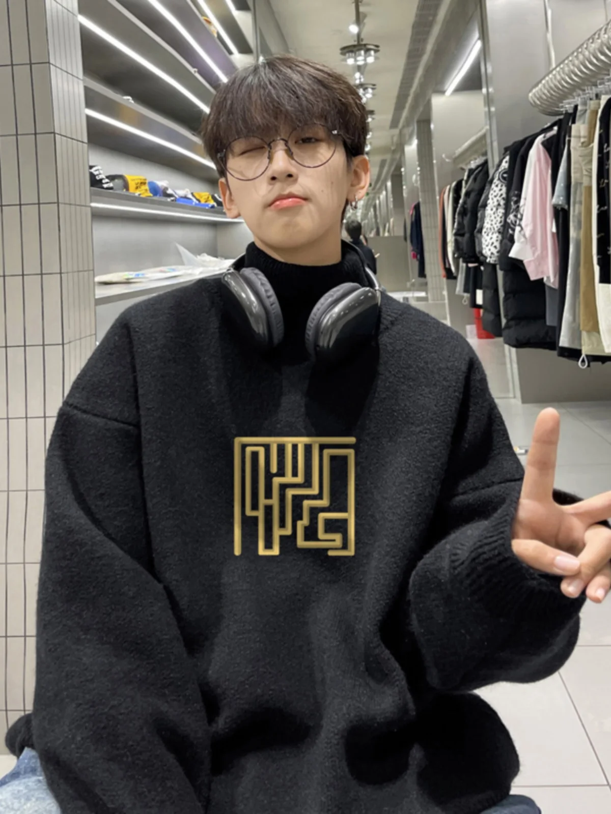 

Мужской свитер Bla с высоким воротником, зимний, утепленный, из толстой пряжи, свободного кроя, для повседневной носки