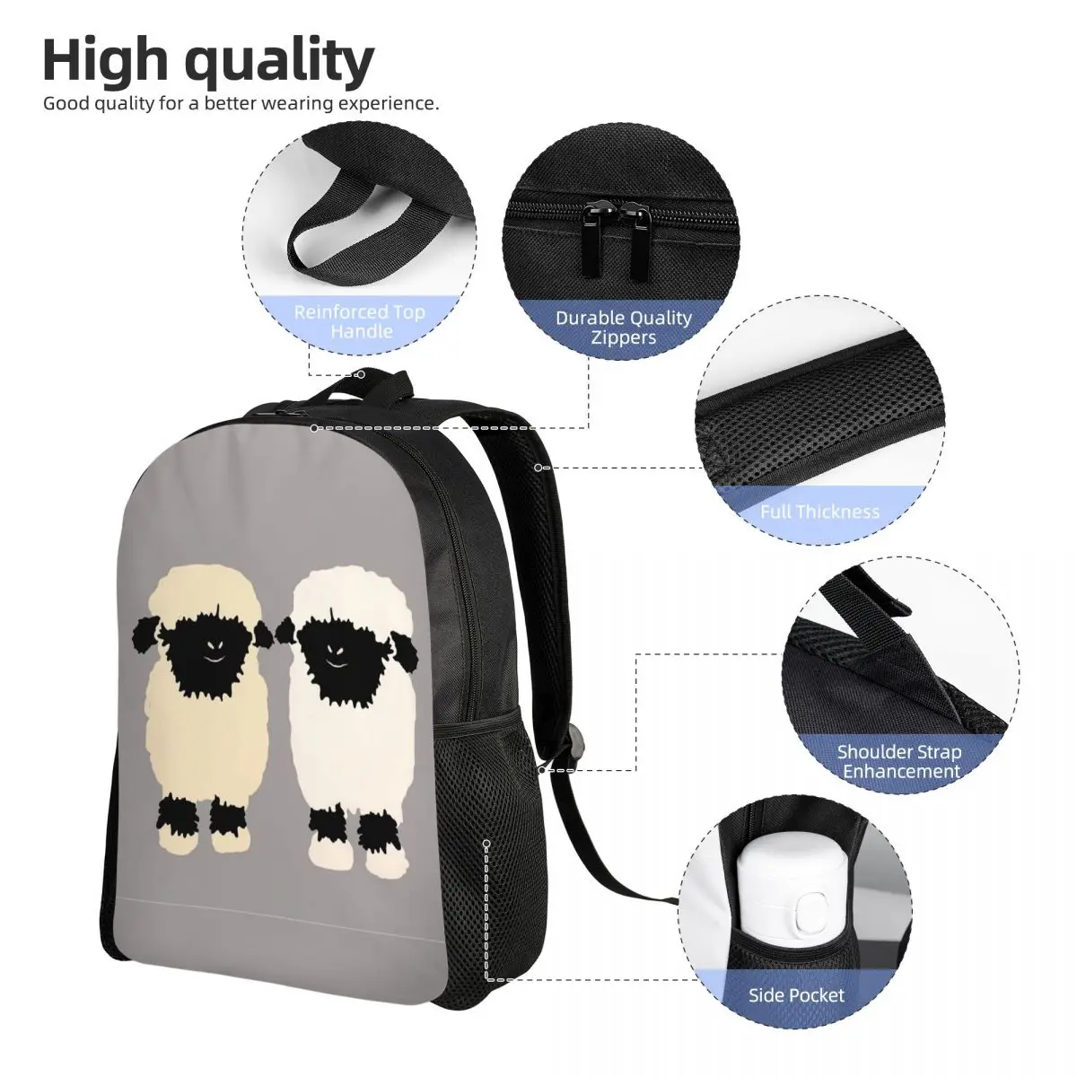 حقيبة ظهر Valais Black Nose Sheep Friends رائجة البيع حقيبة نهارية ذات سعة كبيرة للأطفال حقيبة كتب مدرسية حقائب كتف للرجال والنساء