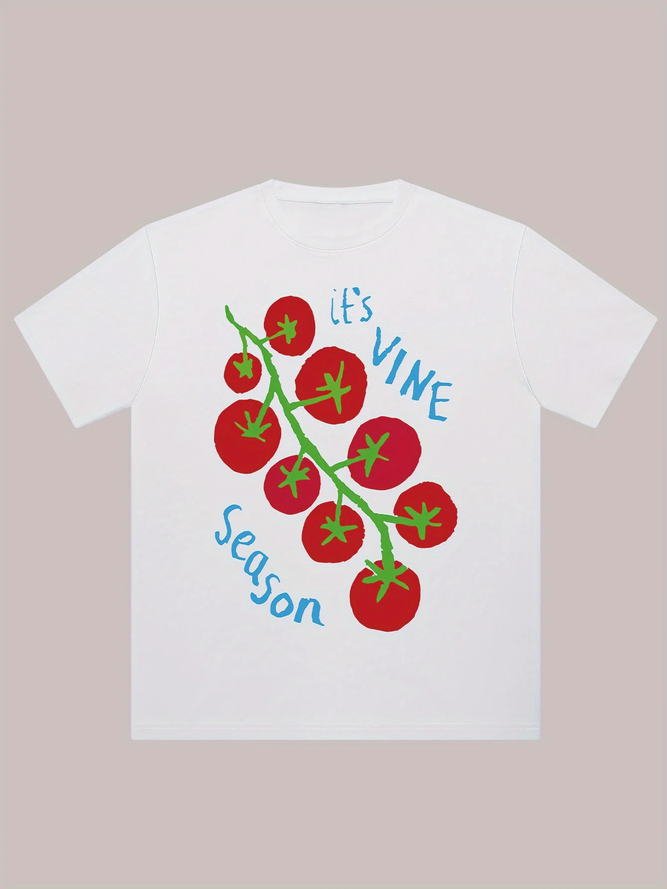 A String of Fruits on The American High Street, Suitable for Couples, with A Niche Design. Pure Cotton Short Sleeved T-shirt Top