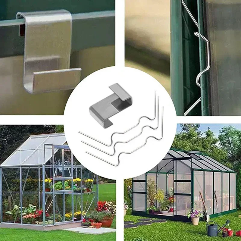 100pcs 50/ Greenhouse Glass Fixed Clip Stainless Greenhouse Glazing Overlap Green Clamps House Window W Type Z Type Fixing Clips