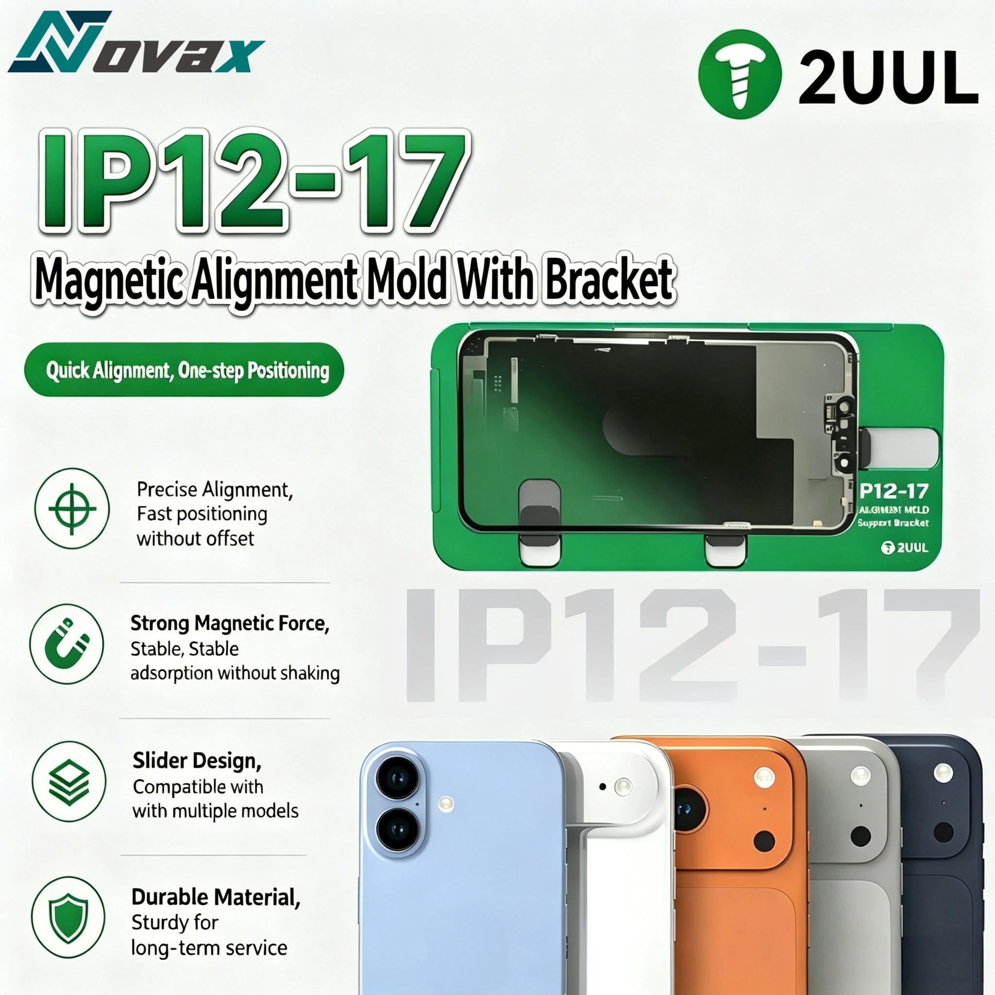 2UUL SH01 with bracket alignment and magnetic suction mold, suitable for iPhone 12-17PM magnetic frame alignment mold