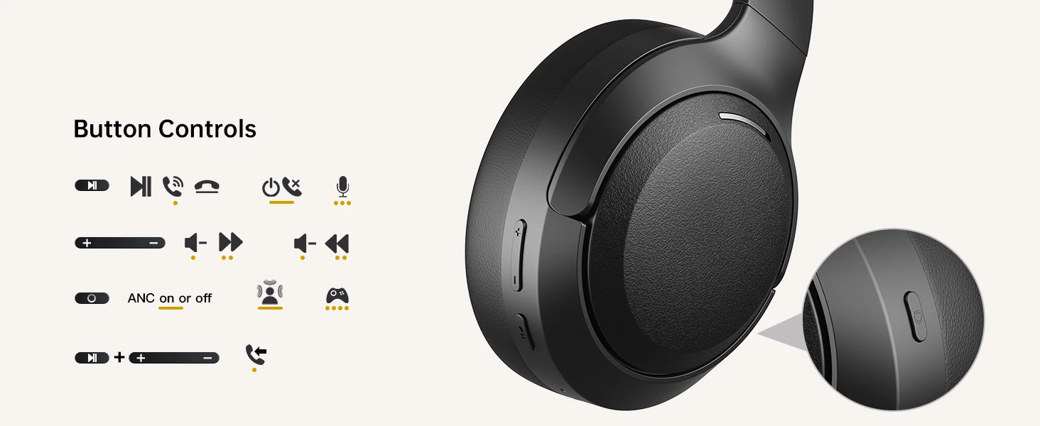 Oneodio EKSA P300 ANC Kabellose Kopfhörer Bluetooth 5.4 Aktive Geräuschunterdrückung über dem Ohr Hochauflösendes HiFi-Headset mit AI ENC-Mikrofon 100H – Detail 18