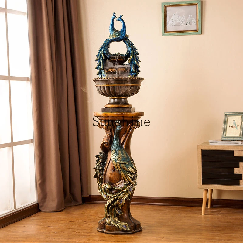 New Chinese living room ornament peacock lucky flowing water living room ornament