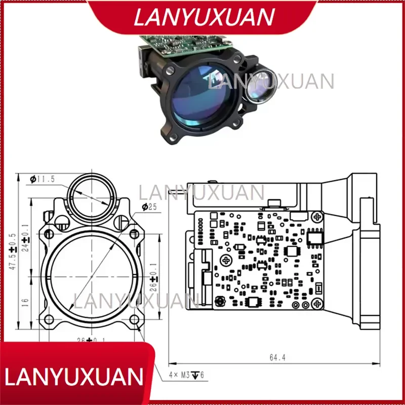 ERDI 1535nm Distance Sensor UART 6km Measuring Instrument for Obstacle Avoidance