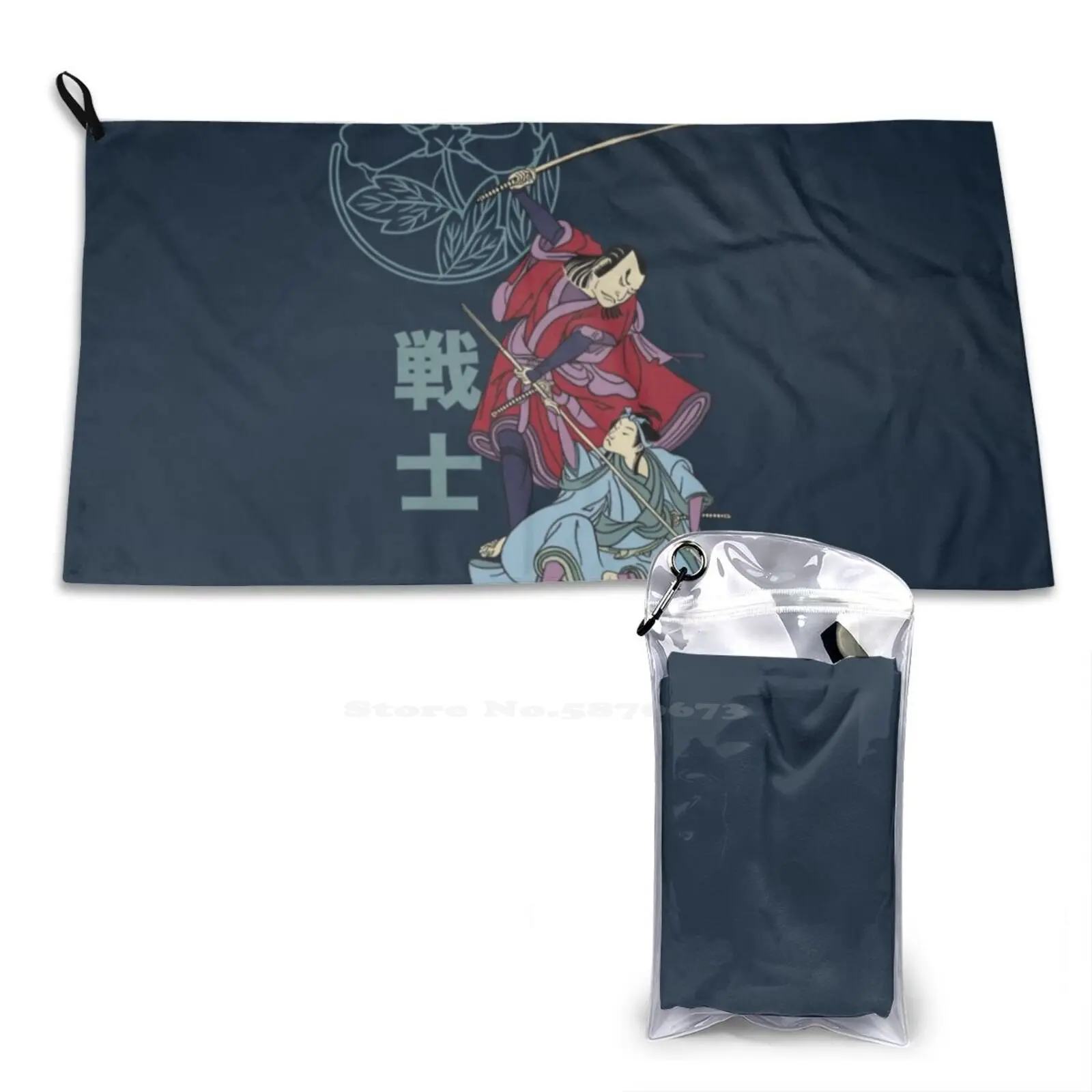 Samourai Battle Personalized Soft Towel Home Outdoor Manga Japanese Engraving Hiroshige Hokusai Asian Ronin Martial Arts