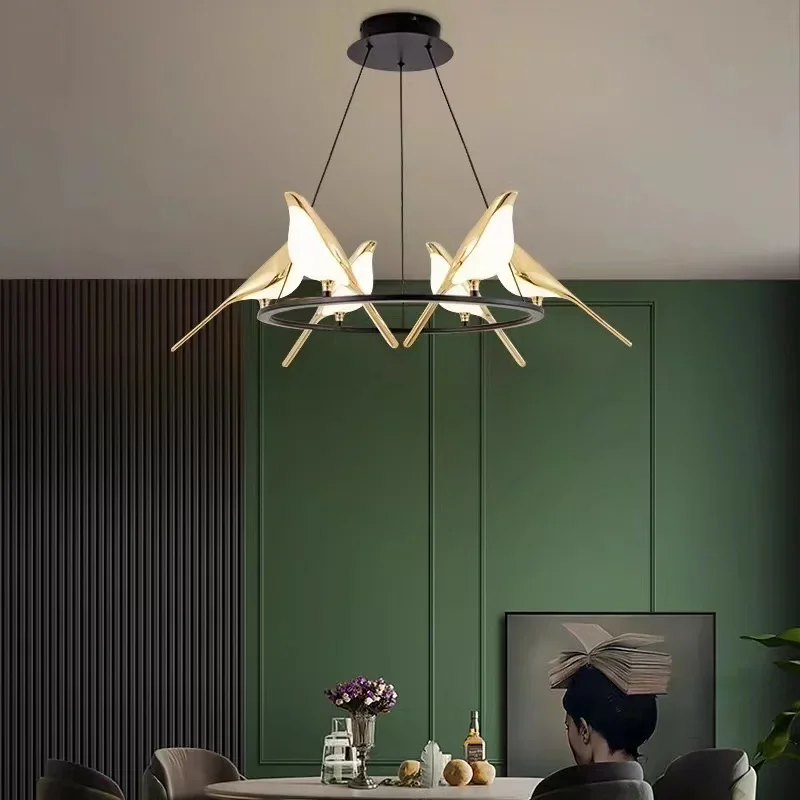 New Creative Personality Chandelier Bird Living Room Chandelier Art Home Decor 6 Lights Creative Bedroom, Kitchen Chandelier