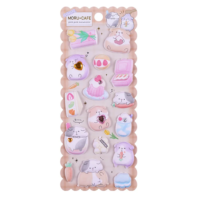 Cartoon 3D Bubble Stickers Cute Rabbit Rhinestone Stickers DIY Diary Journal Scrapbook Decorations Children\'s Birthday Gifts