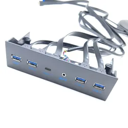 Ana Bilgisayar Kasası Anakart Uzatma Kablosu 19P 9Pin'den 2-Port'a USB 3.0 3.1 HD Ses Tipi E Tip-C Güç SW Led 5.25in Ön Bar Paneli