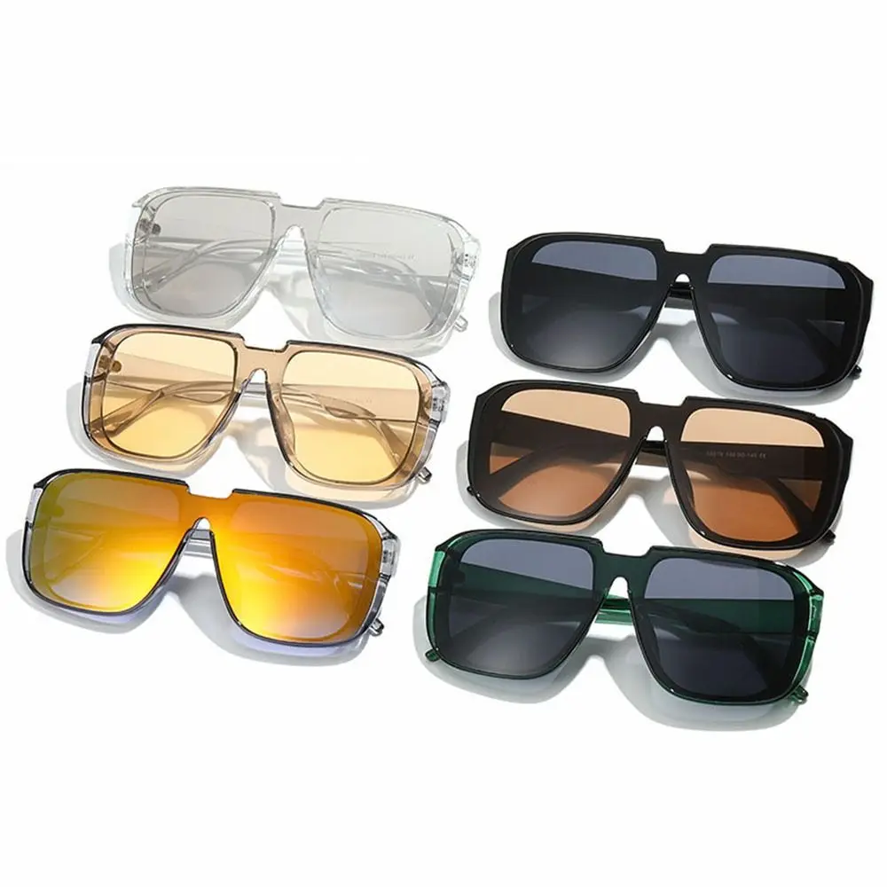 Vintage One Piece Square Sunglasses Flat Top Hot Ins Favor Men's Mirror Shades Women's Sun Glasses Fashion UV400 Sunglasses