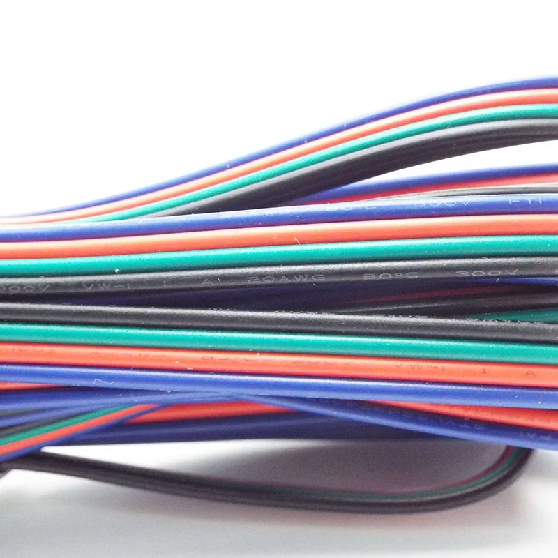 1M 5M 30M 22AWG Tinned Copper 4 pin RGB power Cable Cord PVC Insulated 4core copper Wire LED Light Strip Extension Connect Line