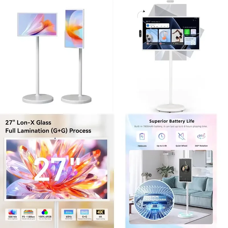27 Inch Portable Touch Screen Monitor HD Display USB Serial WiFi Smart TV for Bedroom Indoor Home Entertainment Gaming Office