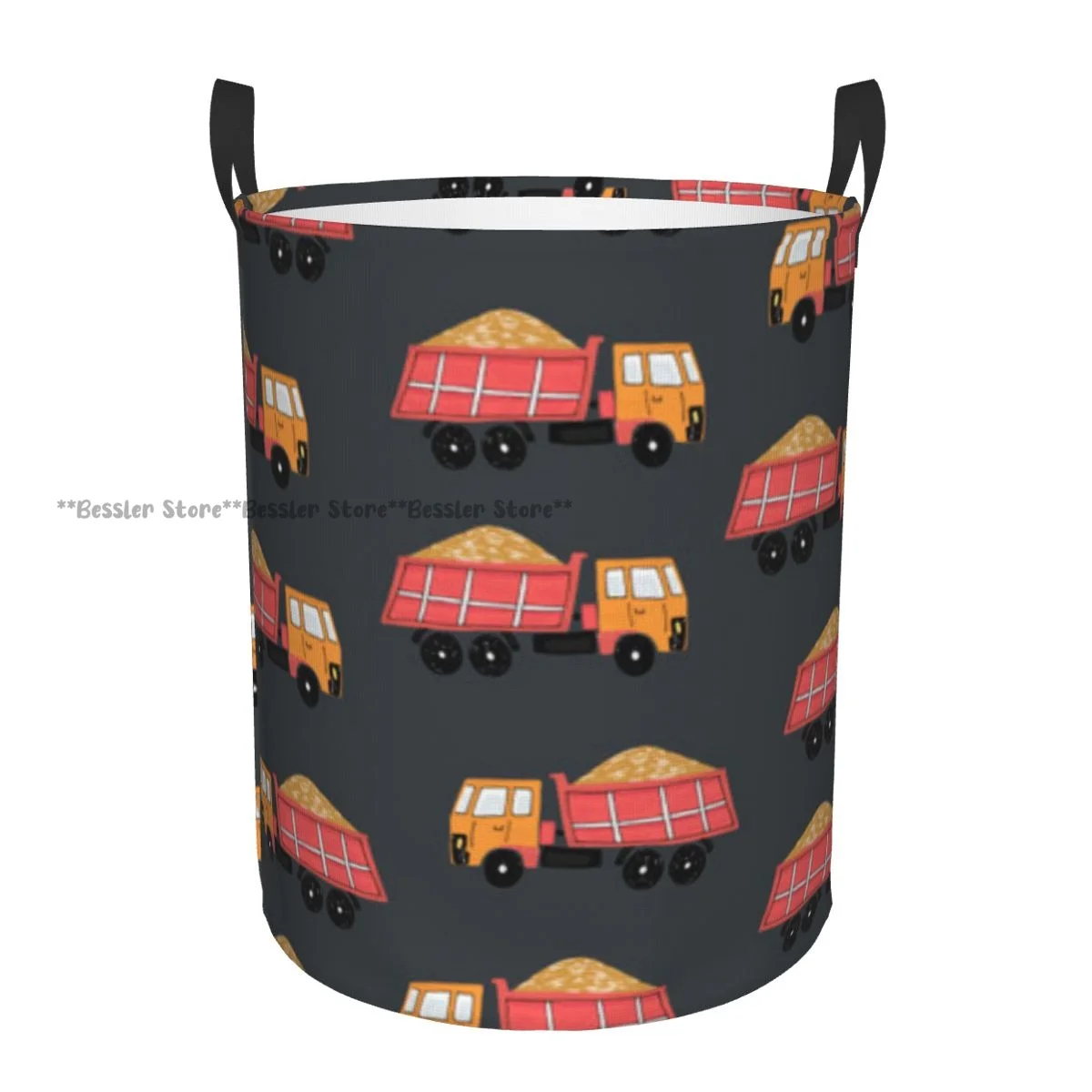 Dump Trucks Illustration Laundry Basket Folding Dirty Clothes Toys Storage Bucket Household