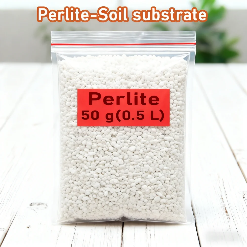 Perlite en Gránulos de 50g (0.5L), Sustrato de Tierra Nutritiva para Plantas, Tierra Suelta y Transpirable para Jardín y Bonsái