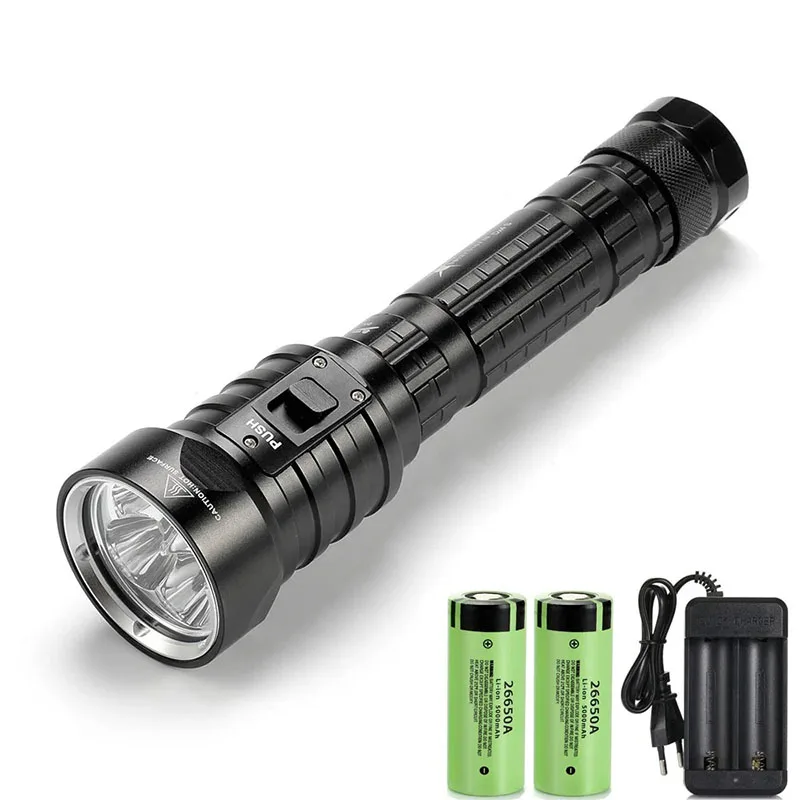 Professional 100M Underwater Dive Torch IPX8 Waterproof 4500LM Scuba Diving Flashlight for Snorkeling Underwater Fishing