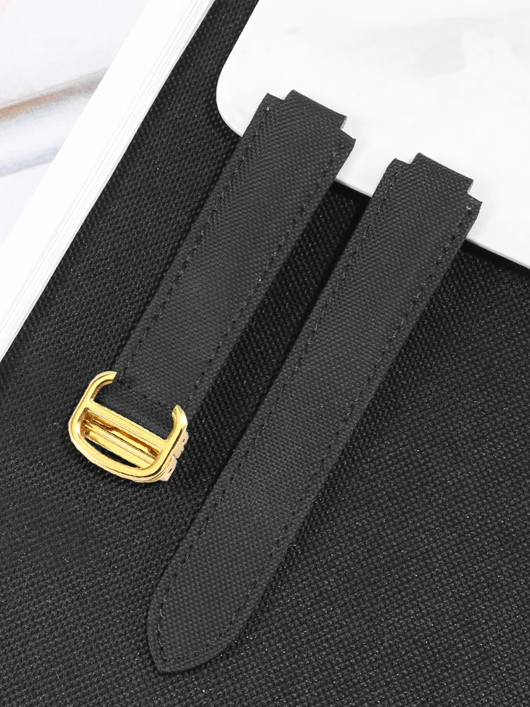 قماش حزام ساعة اليد الأسود 11x18 12x20 مللي متر لسلسلة كارتييه بالون بلو WSBB0015 الأسود خليج واجهة محدبة سلسلة ساعة رائعة