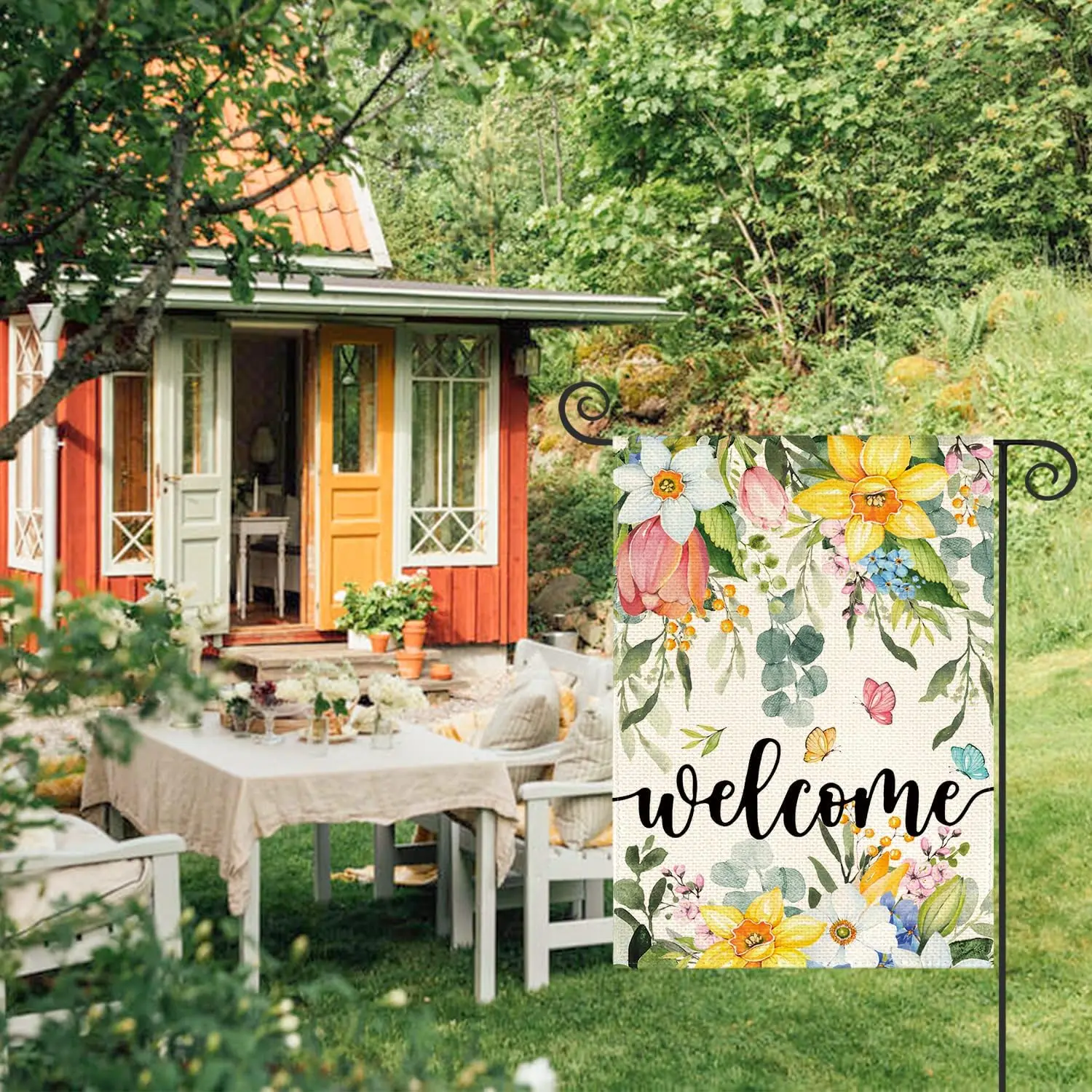 AVOIN colorlife Spring Flowers Garden Flag 12 x 18 Inch Double Sided, Seasonal Welcome Yard Outdoor Flag YYX
