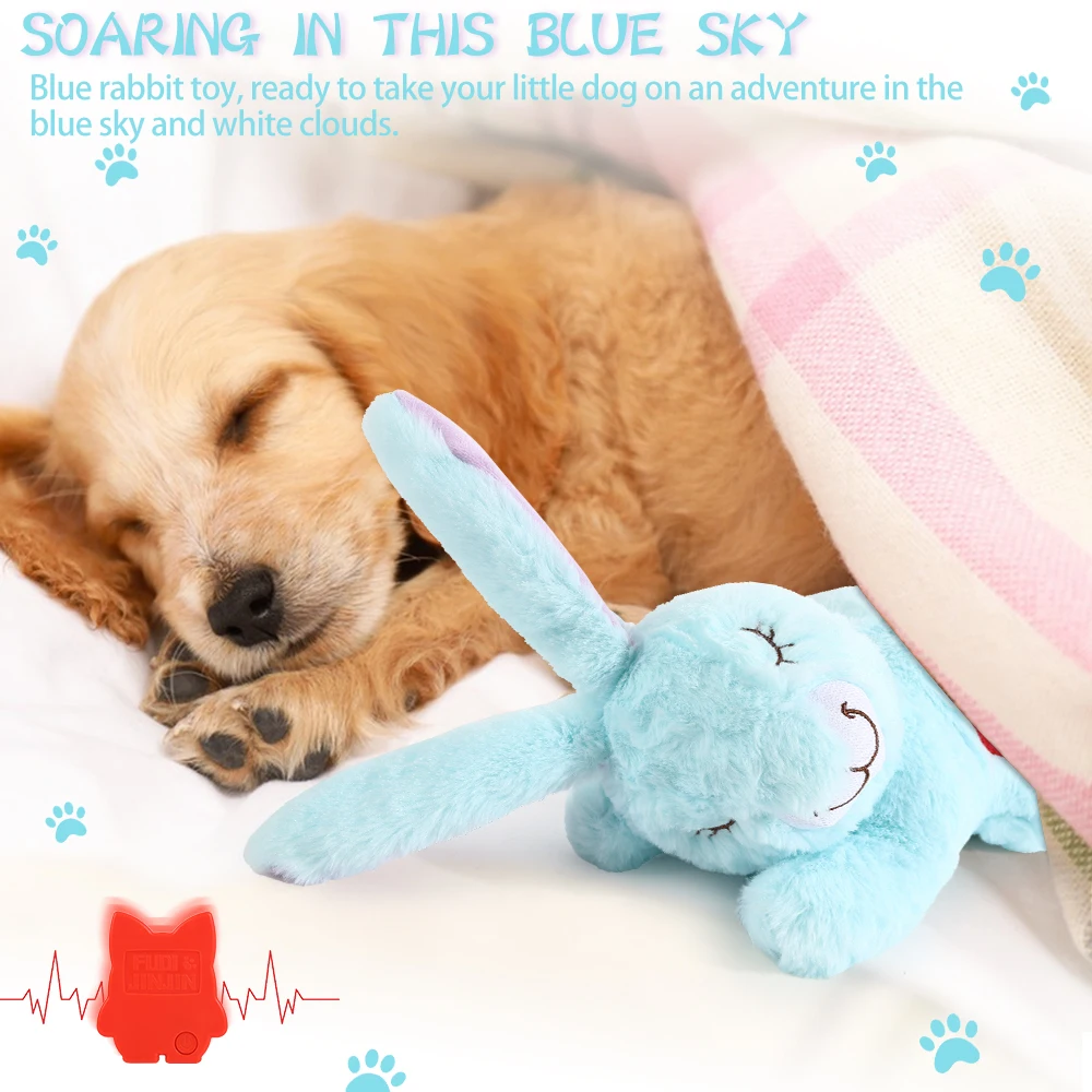 

Cute Soft Plush Rabbit Dog Toy with Realistic Heartbeat & Pitter-Patter Sounds for Puppy Sleep Aid & Behavioral Comfort