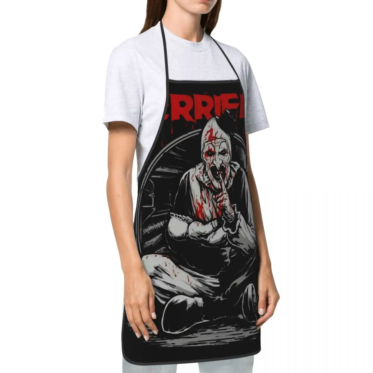 Unisex Horror Halloween Movie Terrifier Clown Bib Apron Adult Women Men Chef Tablier Cuisine for Cooking Kitchen Baking