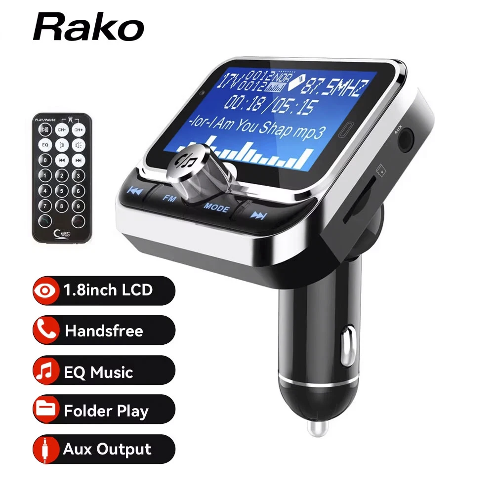 Rako FM Transmitter Bluetooth Car MP3/U Disk Music EQ Player Support Folder Play Wireless Handsfree Car Kit with Remote Control