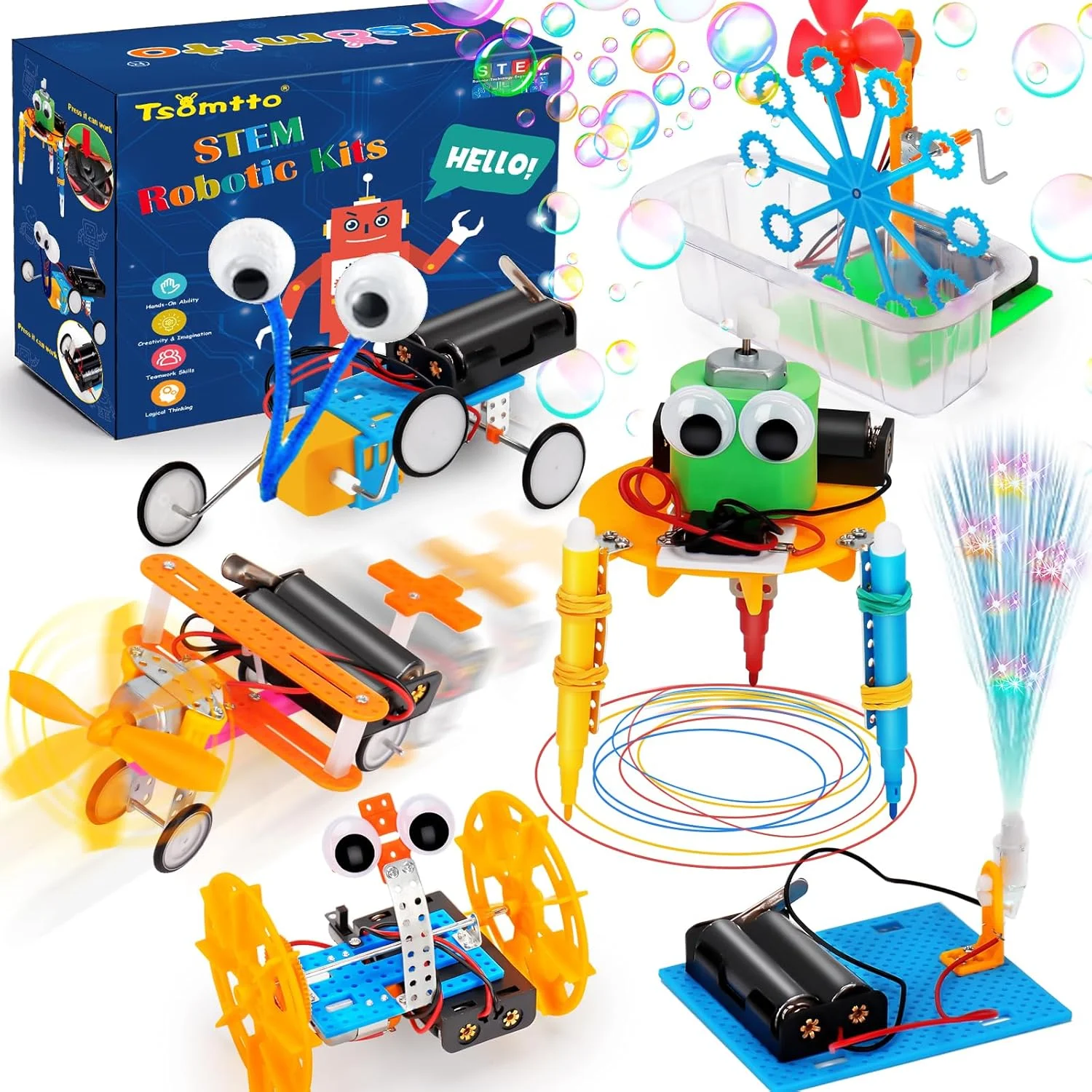 STEM Robotics Kit 6 Set Science Experiments Project Activities Toys for Kids 8-12 Engineering Building Electronic Motor Robot Ki