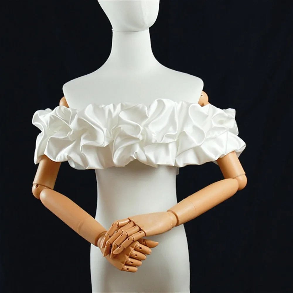 

Premium White Satin Shawl Off-the-Shoulder Minimalist Versatile for Women's Bolero Wedding Dress Cape Wedding Accessories